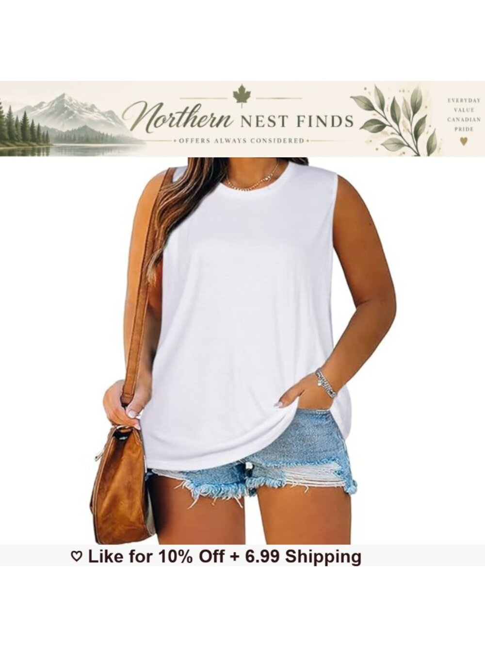 Plus Size Sleeveless Tank Top Crew Neck Loose Fit Summer Casual Tunic
